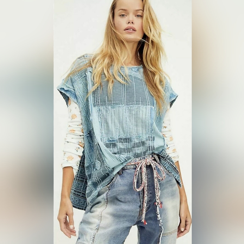 Free People Patch Me Up Oversize Tee, Size S